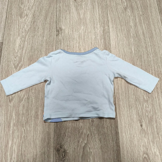 Studio Retail Baby Boy Long Sleeve Top 0-3M Blue Cotton Beep Beep Sleep