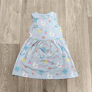 M&S Girls Blue Unicorn Summer Dress Size 6-7 Years Sleeveless Jersey Sundress