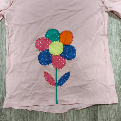 Mothercare Girls Pink Flower Applique Long Sleeve Top Shirt Size 5-6 Years