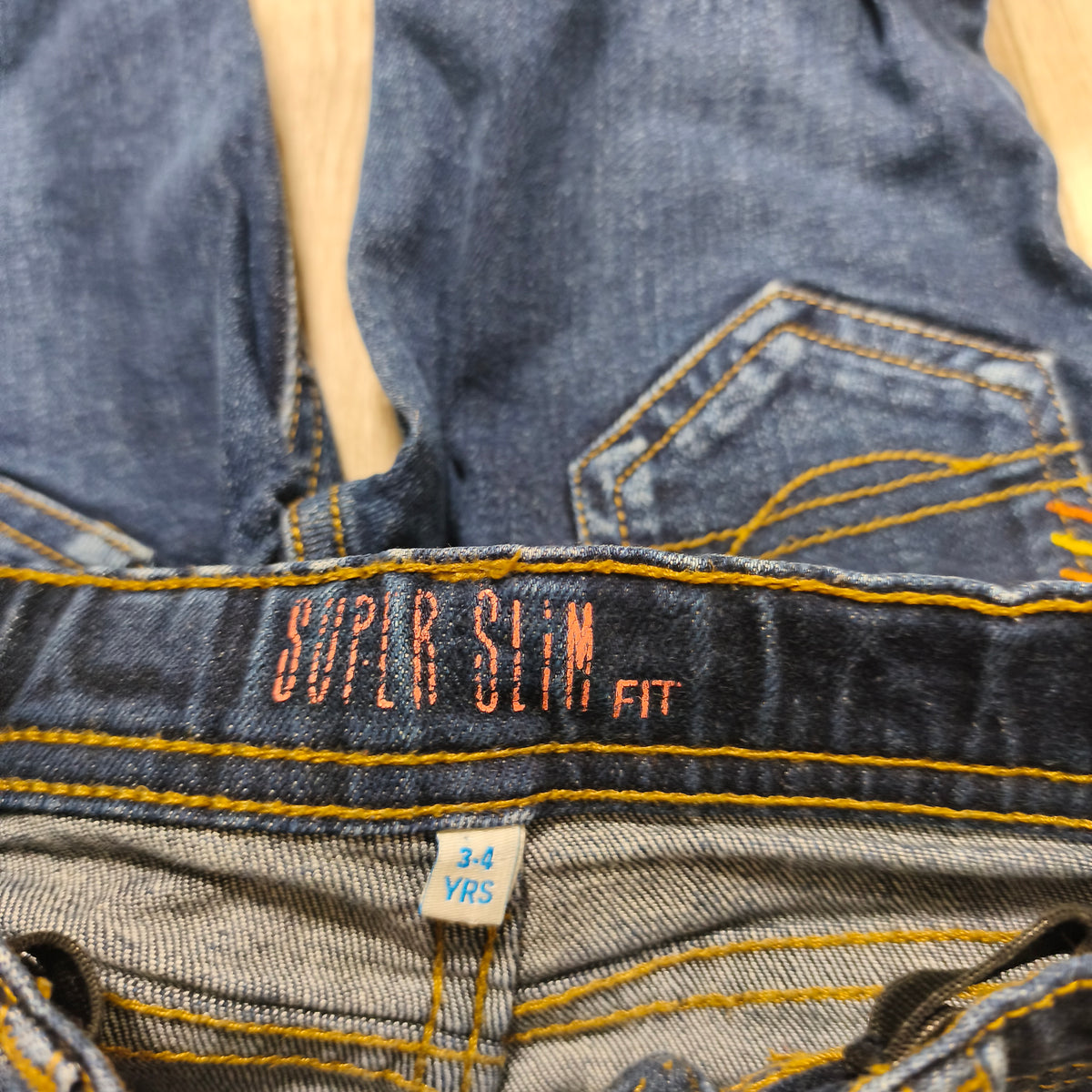 M&S Kids Dark Blue Denim Jeans Super Slim Fit Age 3-4 Years Height 104 cm
