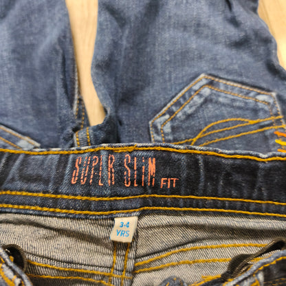 M&S Kids Dark Blue Denim Jeans Super Slim Fit Age 3-4 Years Height 104 cm