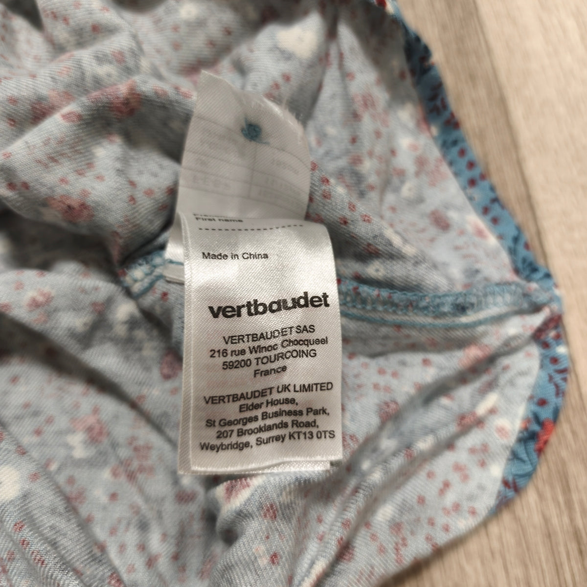 Vertbaudet Girls Floral Blouse Top 12 Years 152cm Blue Viscose Ruffle