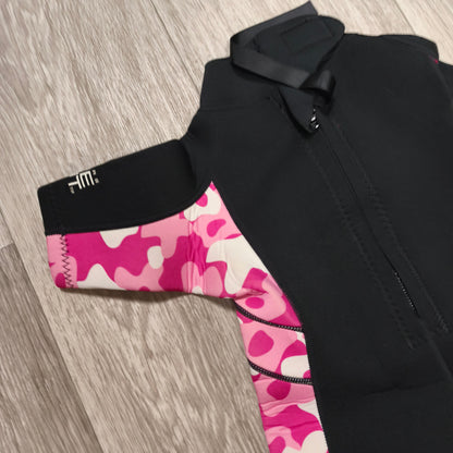 Surfers Wipeout Kids Wetsuit Shorty Pink Floral Camo Size 2-3 Years Springsuit
