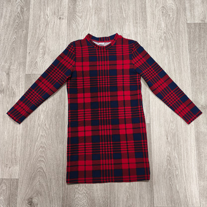 PatPat Girls Red Navy Plaid Long Sleeve Dress Size 8-9 Years Holiday Christmas