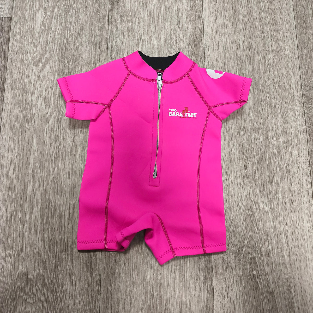 Two Bare Feet Kids Shorty Wetsuit Pink Neoprene Swimsuit Short Sleeve Front Zip