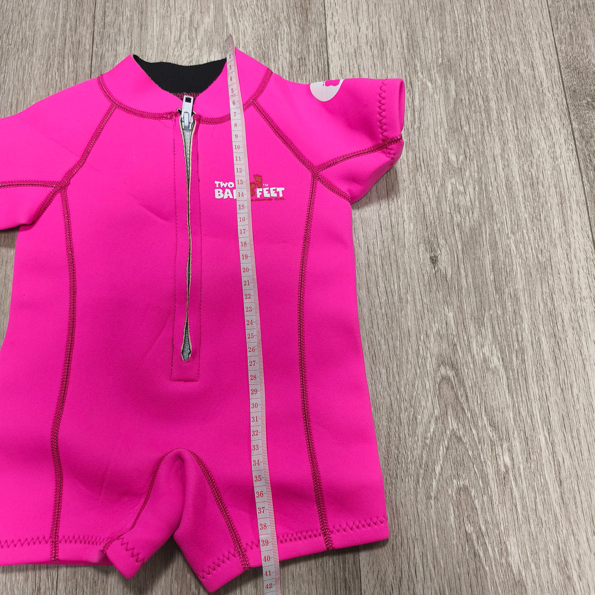 Two Bare Feet Kids Shorty Wetsuit Pink Neoprene Swimsuit Short Sleeve Front Zip