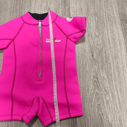 Two Bare Feet Kids Shorty Wetsuit Pink Neoprene Swimsuit Short Sleeve Front Zip