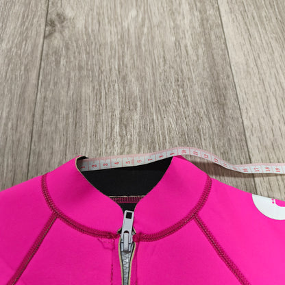 Two Bare Feet Kids Shorty Wetsuit Pink Neoprene Swimsuit Short Sleeve Front Zip