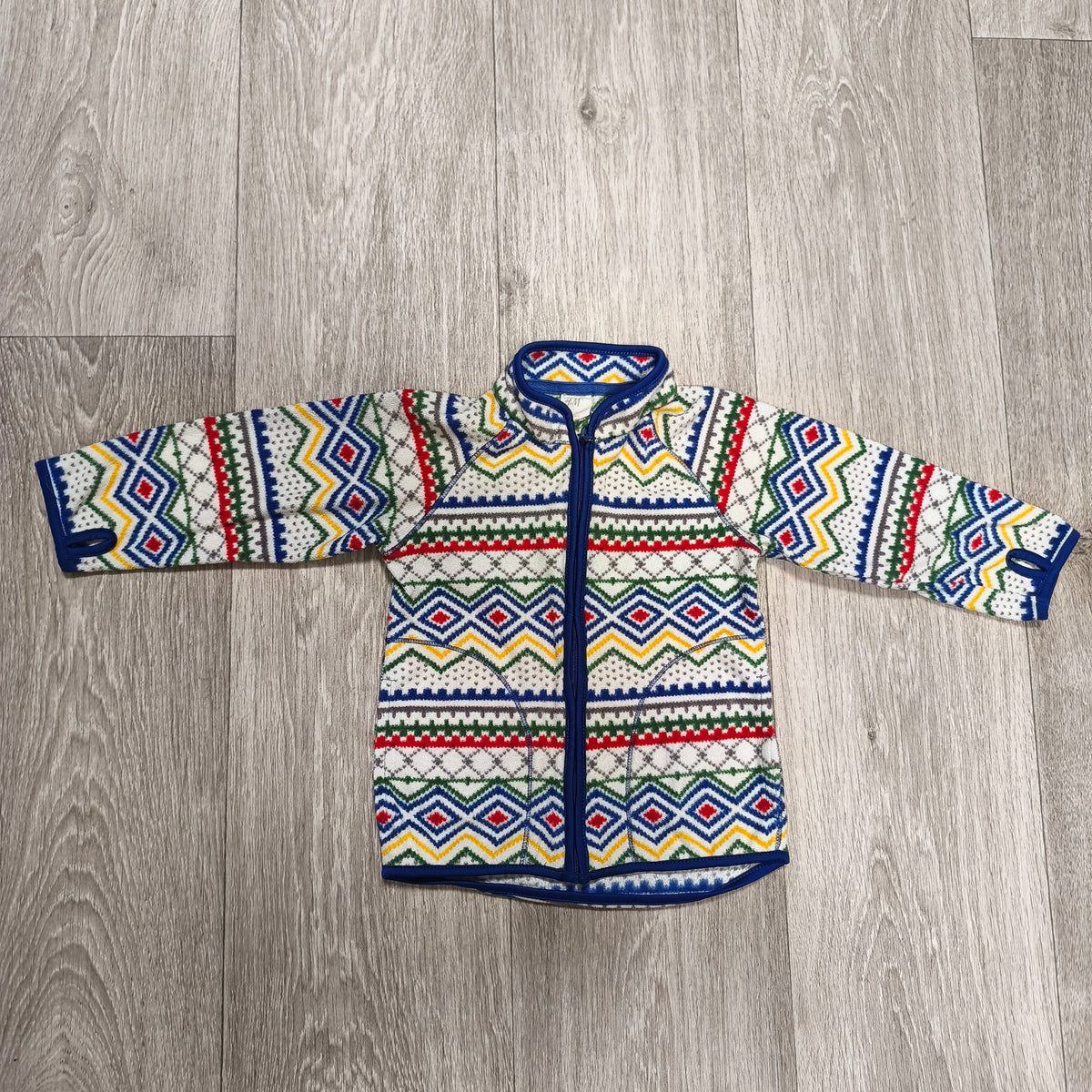 H&M Baby Toddler Fleece Jacket Size 12-18M Full Zip Nordic Fair Isle Geometric