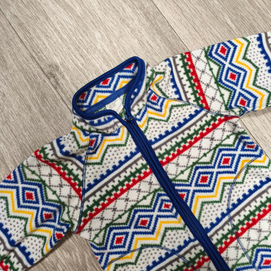 H&M Baby Toddler Fleece Jacket Size 12-18M Full Zip Nordic Fair Isle Geometric
