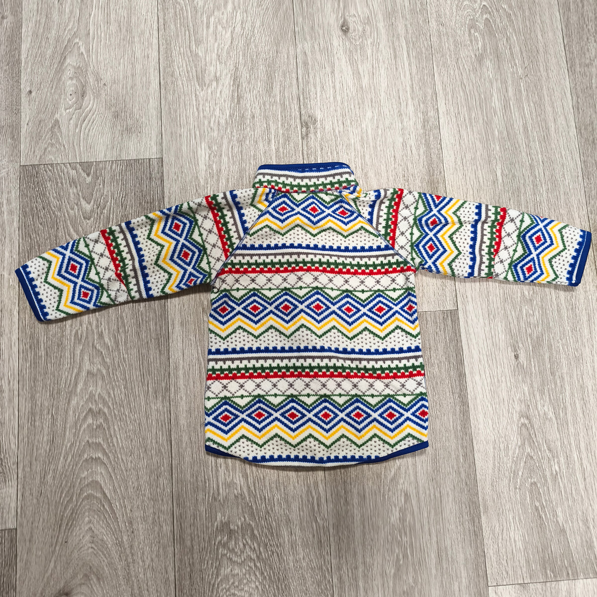 H&M Baby Toddler Fleece Jacket Size 12-18M Full Zip Nordic Fair Isle Geometric