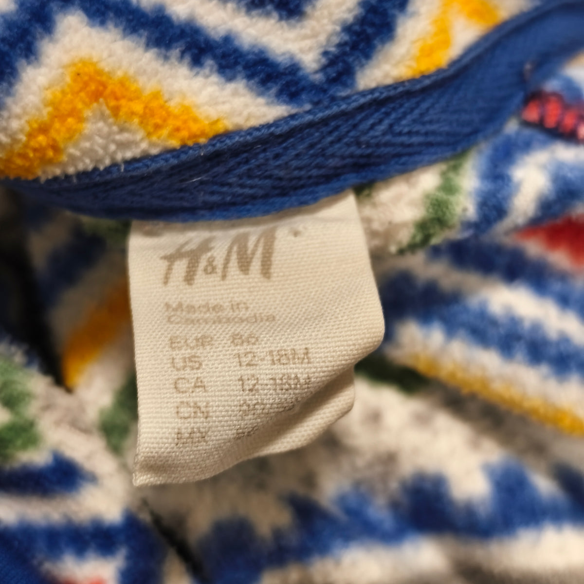 H&M Baby Toddler Fleece Jacket Size 12-18M Full Zip Nordic Fair Isle Geometric
