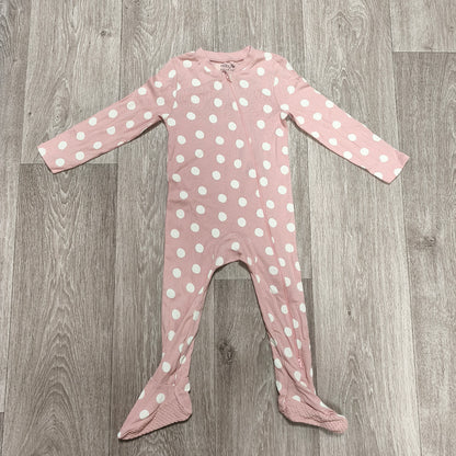 Baby Tu Pink Polka Dot Sleepsuit 18-24 Months Organic Cotton Ribbed Footed Zip