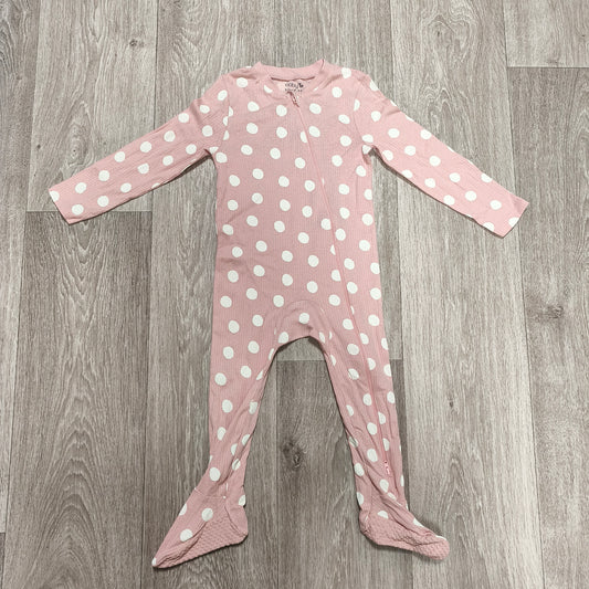 Baby Tu Pink Polka Dot Sleepsuit 18-24 Months Organic Cotton Ribbed Footed Zip