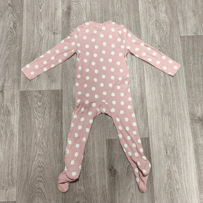 Baby Tu Pink Polka Dot Sleepsuit 18-24 Months Organic Cotton Ribbed Footed Zip
