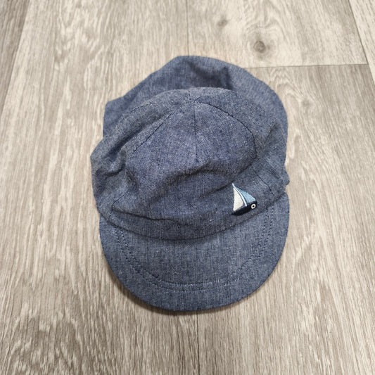 Tu Baby Sun Hat 6-12 Months Blue Sailboat Neck Flap Legionnaire Cap 47cm