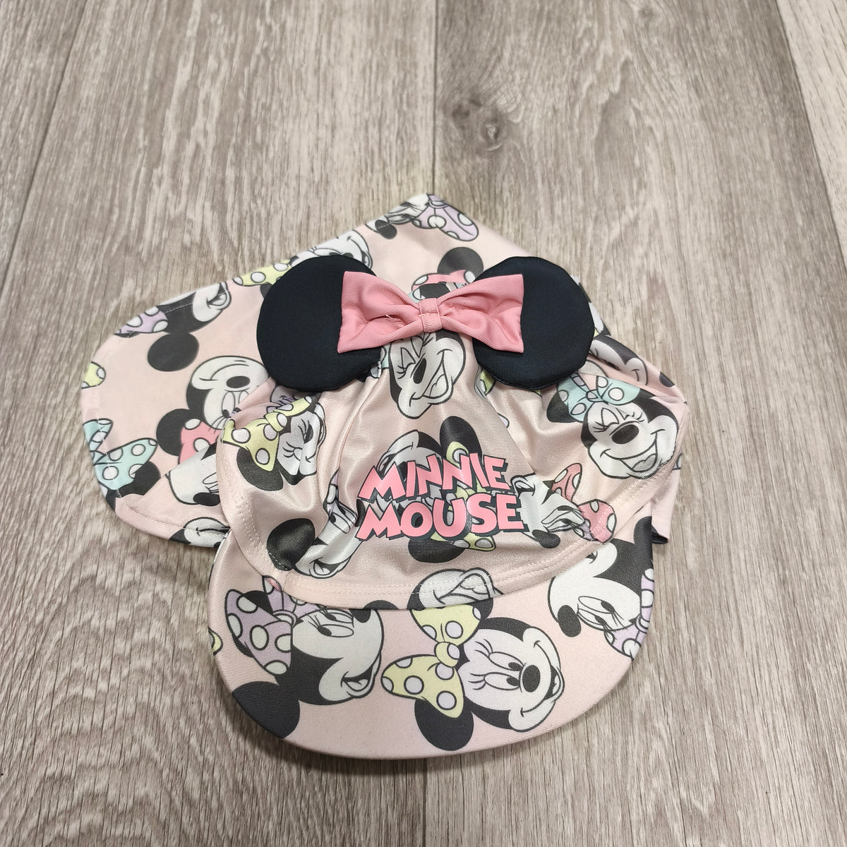 Disney Minnie Mouse Sun Legionnaire Hat Girls 1.5-2 Years Pink Neck Flap Ears Bow