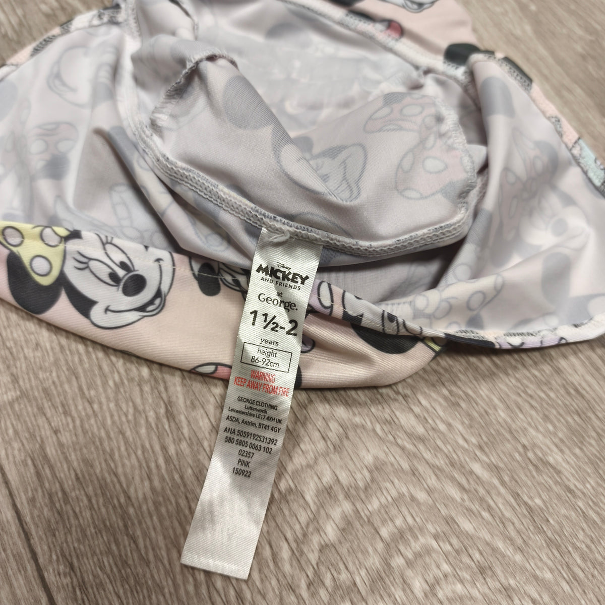 Disney Minnie Mouse Sun Legionnaire Hat Girls 1.5-2 Years Pink Neck Flap Ears Bow
