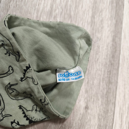 So Cute Baby Toddler Beanie Hat Sage Green Dinosaur Print Size 80/98 12-36 Months