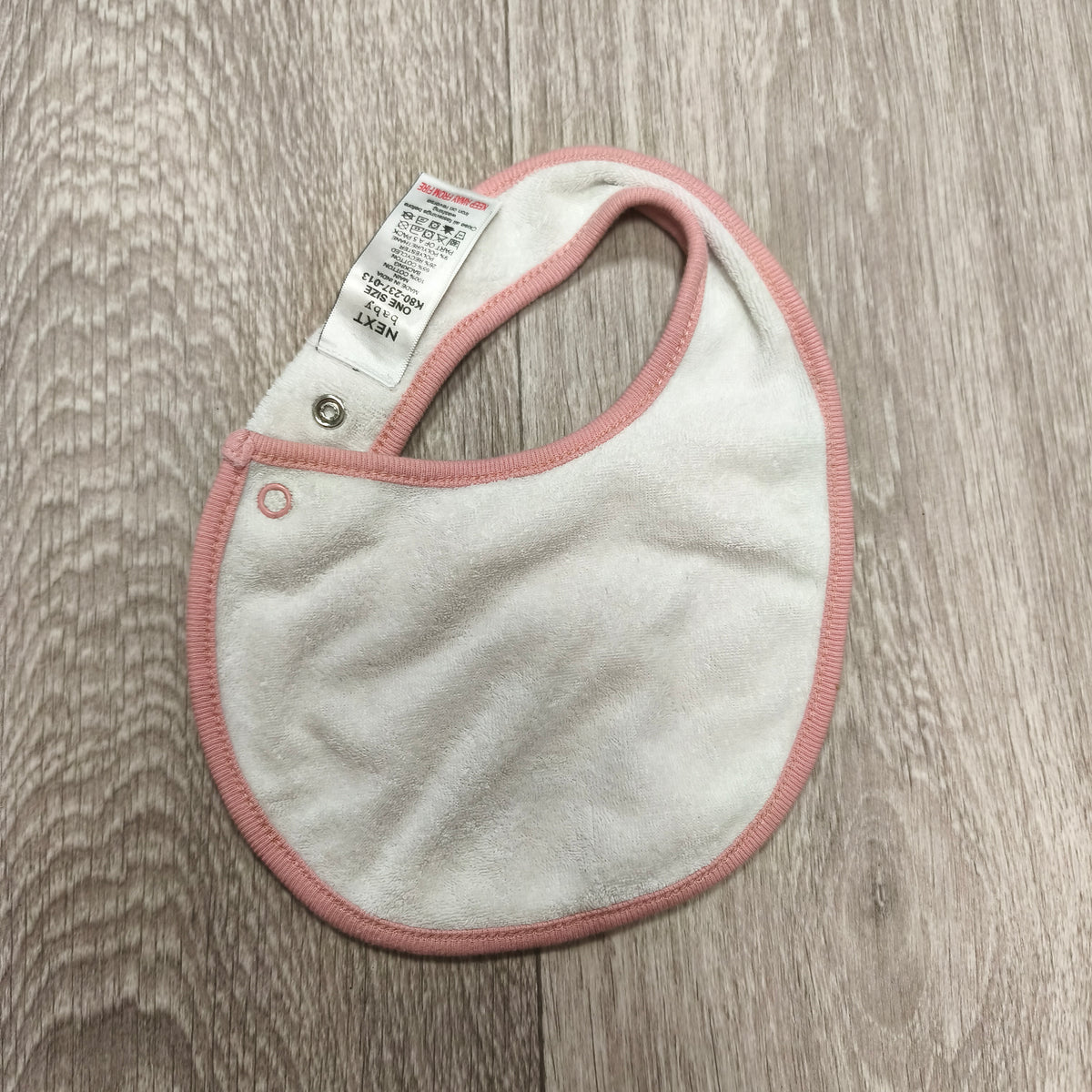 NEXT Baby Girls Pink Snap Feeding Bib One Size Cotton Terry Towel Back