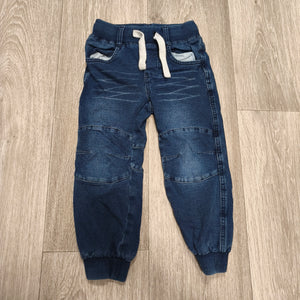 Kids by Lindex Blue Denim Joggers Elastic Waist Pants Size 98 2-3 Years