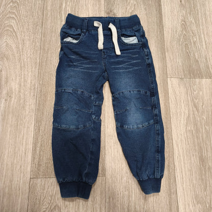 Kids by Lindex Blue Denim Joggers Elastic Waist Pants Size 98 2-3 Years