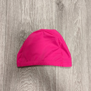 Hot Pink Fabric Swim Cap Stretch Elastic Pool Swimming Hat Fair Condition