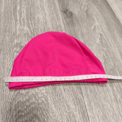 Hot Pink Fabric Swim Cap Stretch Elastic Pool Swimming Hat Fair Condition