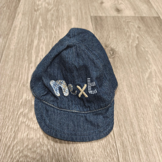 Next Baby Blue Denim Flat Cap Newsboy Baker Boy Hat 0-3 Months Cotton