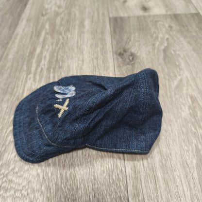Next Baby Blue Denim Flat Cap Newsboy Baker Boy Hat 0-3 Months Cotton