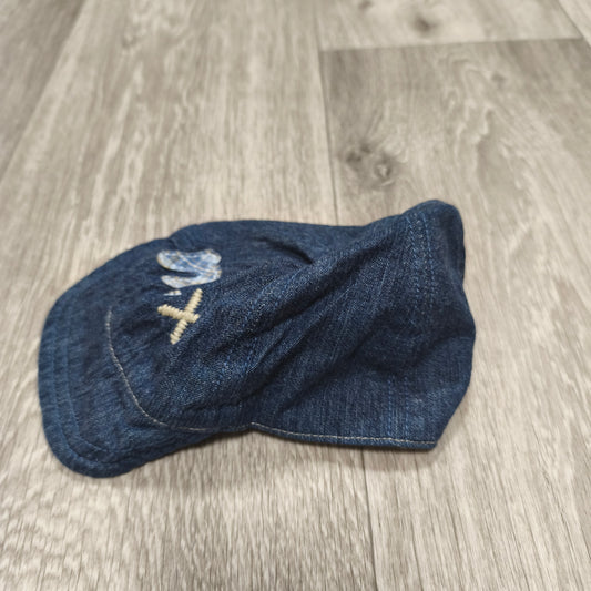 Next Baby Blue Denim Flat Cap Newsboy Baker Boy Hat 0-3 Months Cotton