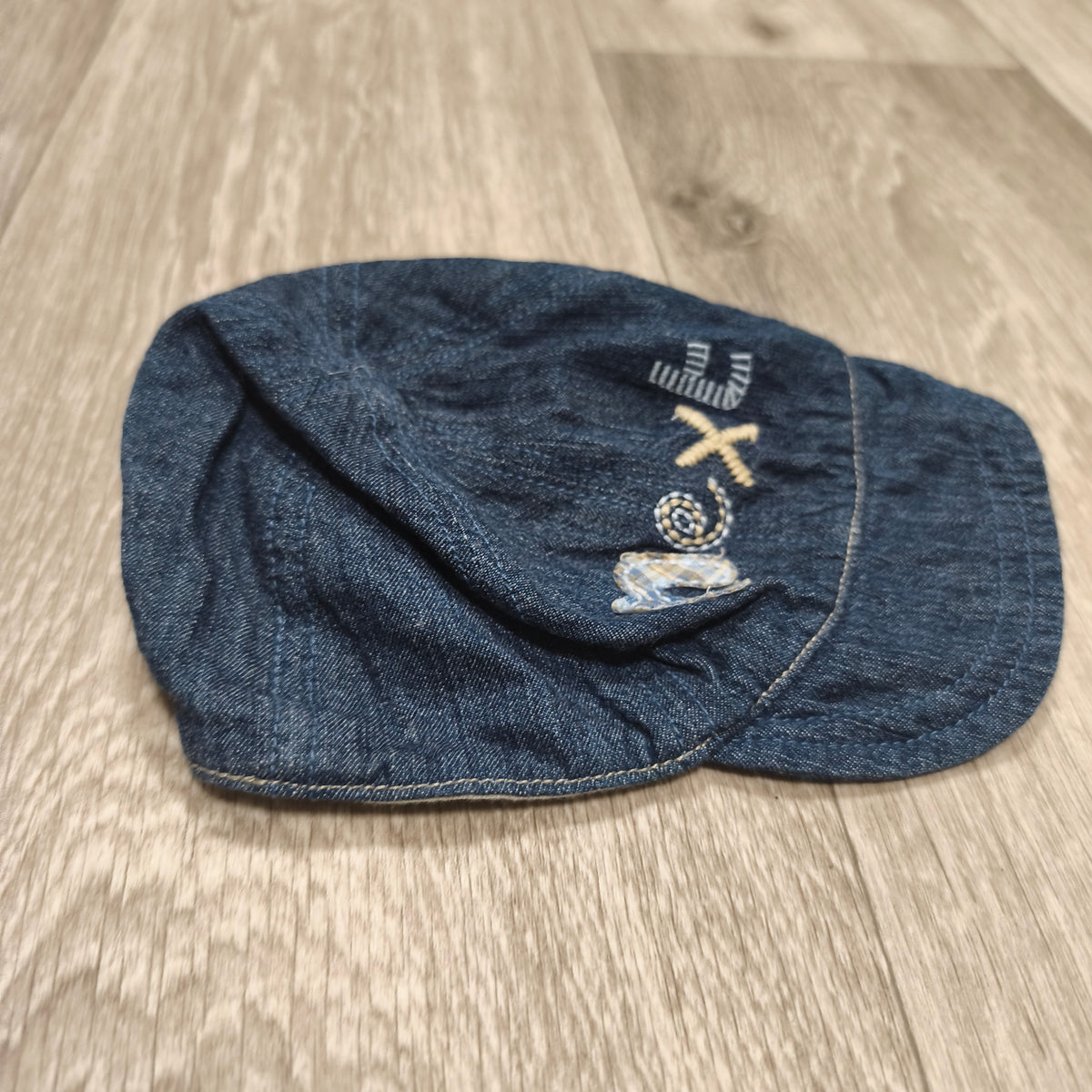 Next Baby Blue Denim Flat Cap Newsboy Baker Boy Hat 0-3 Months Cotton