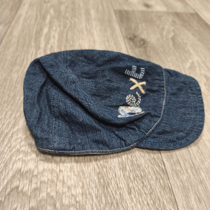 Next Baby Blue Denim Flat Cap Newsboy Baker Boy Hat 0-3 Months Cotton