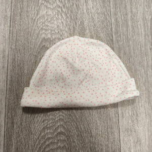 Nutmeg Baby Girls Pink Polka Dot Beanie Hat 6-12 Months 100% Cotton Soft White