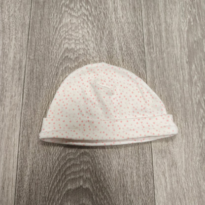 Nutmeg Baby Girls Pink Polka Dot Beanie Hat 6-12 Months 100% Cotton Soft White