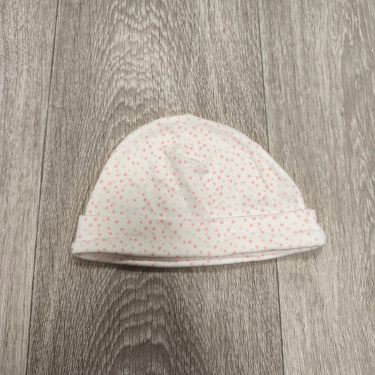 Nutmeg Baby Girls Pink Polka Dot Beanie Hat 6-12 Months 100% Cotton Soft White