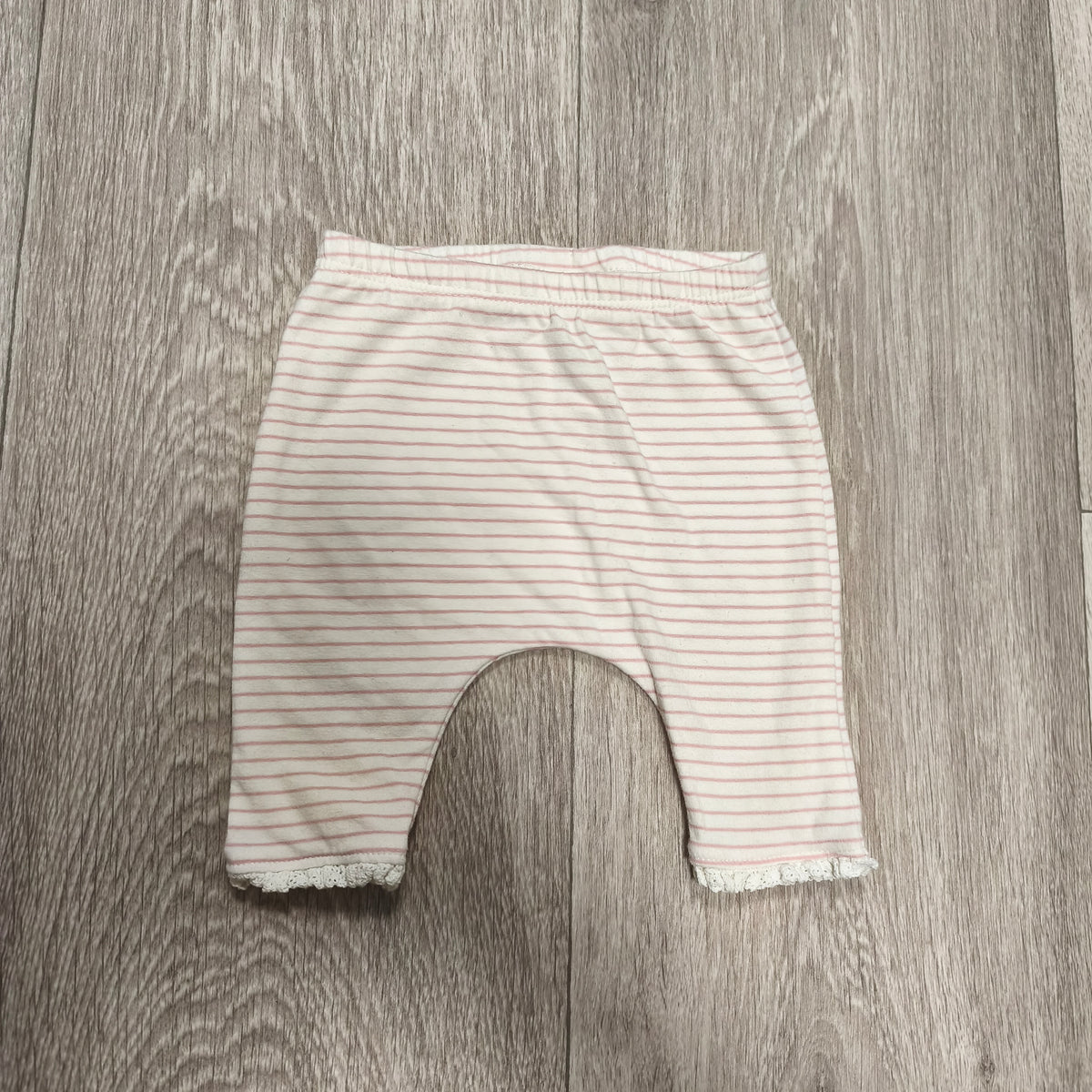Next Baby Girls Pink Striped Lace Trim Leggings Pants Up To 1 Month