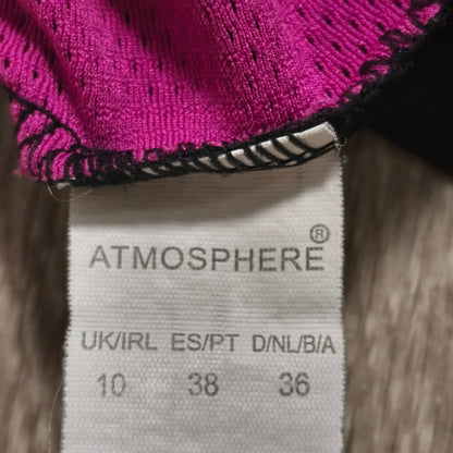 Atmosphere Womens Running T-Shirt Top Black Pink Mesh Workout Gym Size UK 10