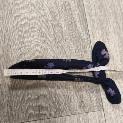 Navy Blue Unicorn Print Stretchy Top Knot Headband Hair Wrap