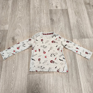 F&F Baby Boys Long Sleeve T-Shirt 18-24 Months Grey Rock Guitar Print Top