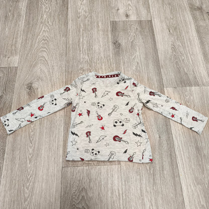 F&F Baby Boys Long Sleeve T-Shirt 18-24 Months Grey Rock Guitar Print Top