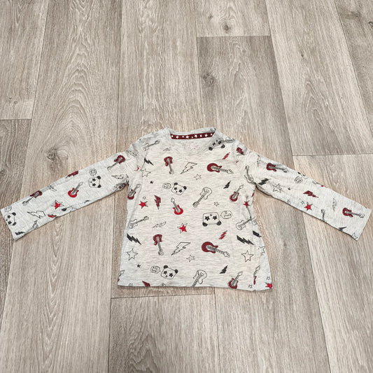 F&F Baby Boys Long Sleeve T-Shirt 18-24 Months Grey Rock Guitar Print Top
