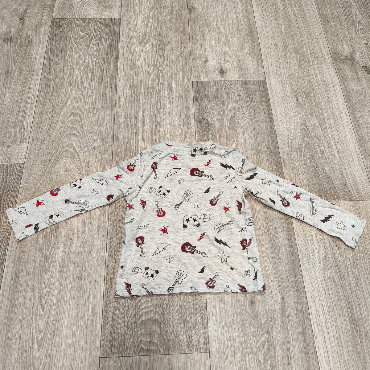F&F Baby Boys Long Sleeve T-Shirt 18-24 Months Grey Rock Guitar Print Top