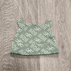 River Island Baby Beanie Hat 3-6 Months Sage Green Monogram Bear Ears