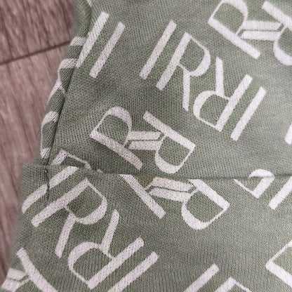 River Island Baby Beanie Hat 3-6 Months Sage Green Monogram Bear Ears