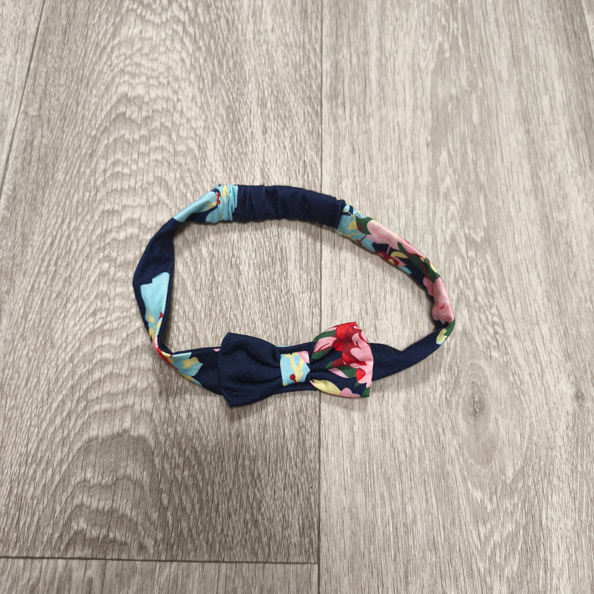 Floral Headband Bow Elastic Stretch Hair Band Navy Floral Print Hair Accessory