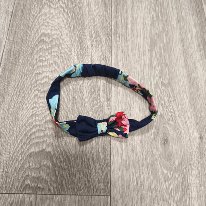 Floral Headband Bow Elastic Stretch Hair Band Navy Floral Print Hair Accessory