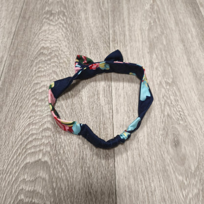 Floral Headband Bow Elastic Stretch Hair Band Navy Floral Print Hair Accessory