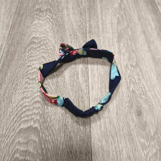 Floral Headband Bow Elastic Stretch Hair Band Navy Floral Print Hair Accessory