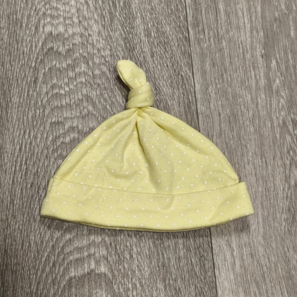 George Baby Yellow Polka Dot Top Knot Hat Beanie One Size Soft Infant